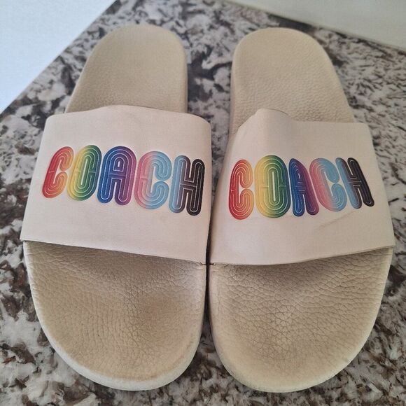 COACH- rainbow slides size 10 - Picture 1 of 11